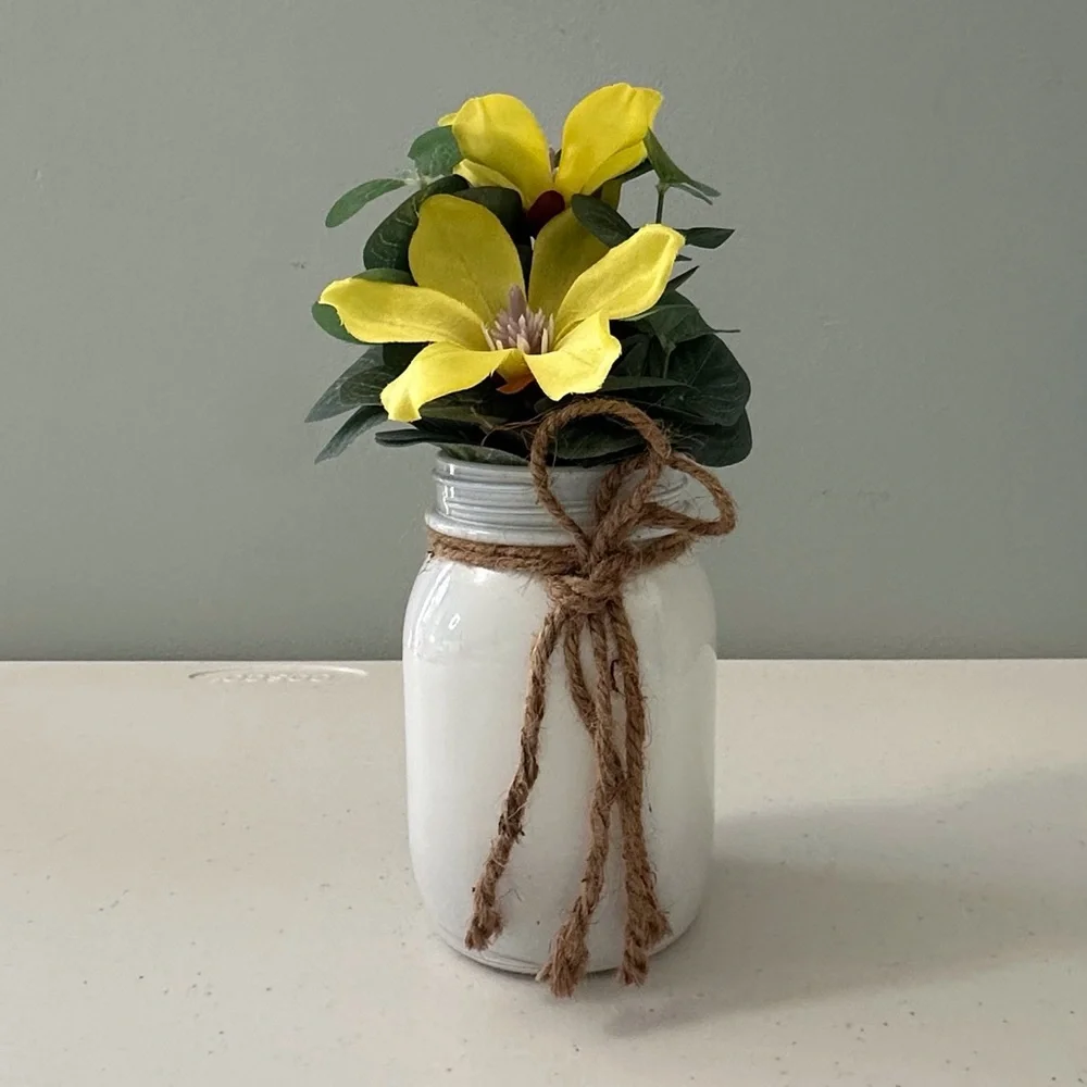 Huntington Home Yellow Faux Florals in White Jar‎